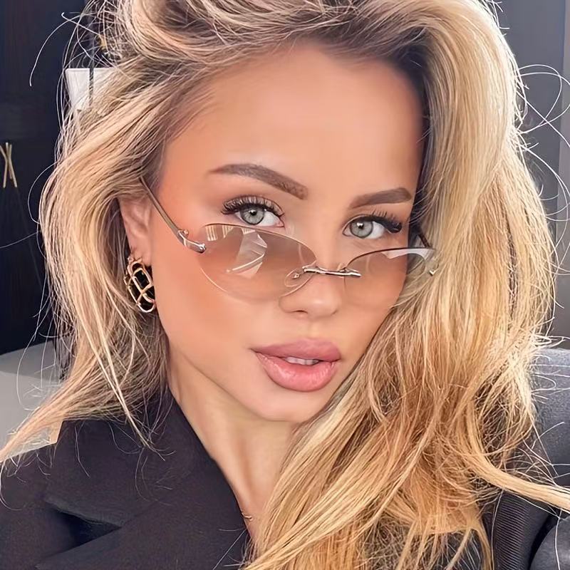 Rimless  Oval Sun Glasses for  - Sunglasses Cat Eye review and price