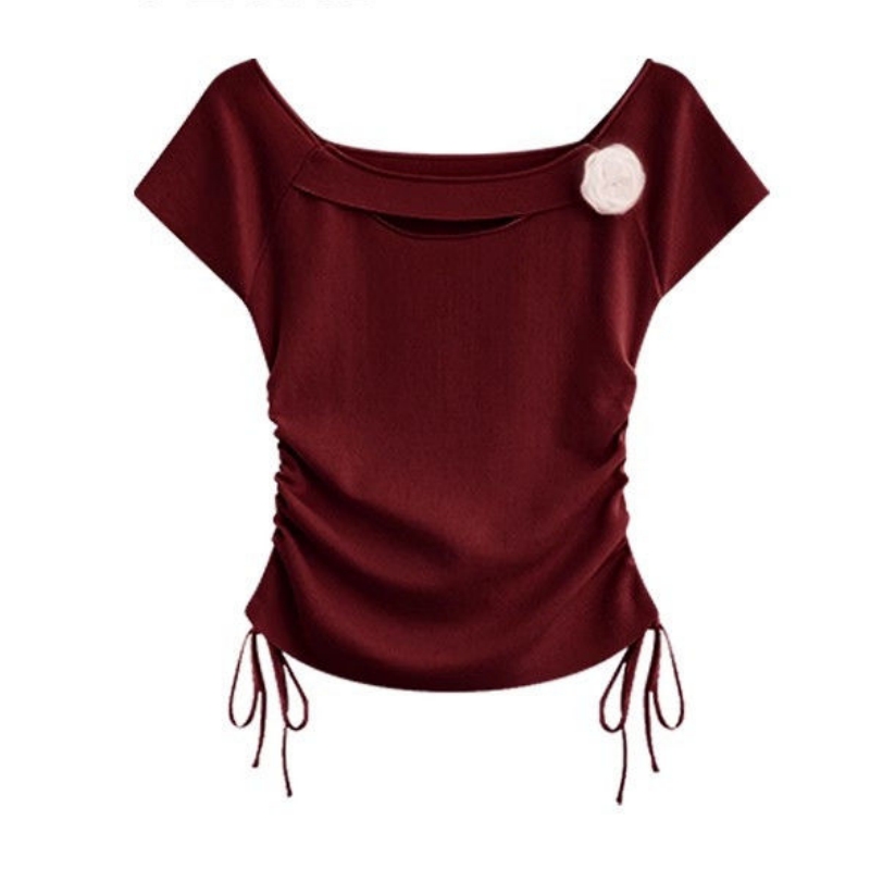Women Lucky Wine Red T-Shirts  - Midi Skirt Floral review and price