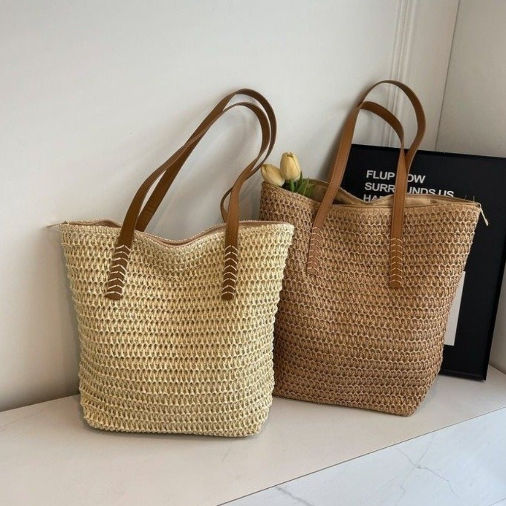 Cute Solid Color Weave Straw T - Tote Bag Beach review and price