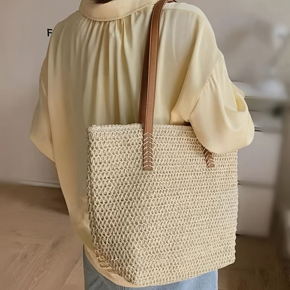 Cute Solid Color Weave Straw T - Tote Bag Beach review and price