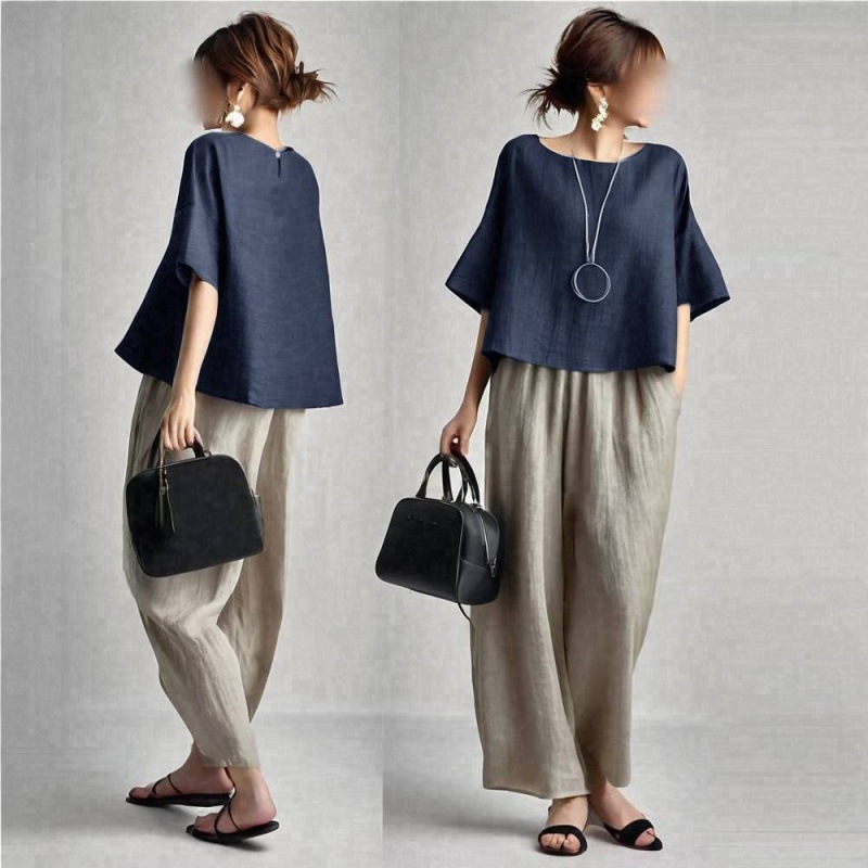 Two Pieces Women Pant Sets Sol - Linen Pant Wide review and price