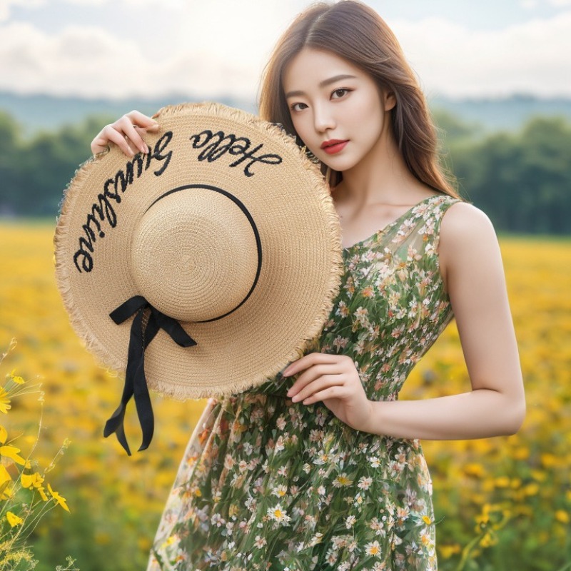 1pc Summer Floppy Beach Hats f - Hat Floppy Wide review and price
