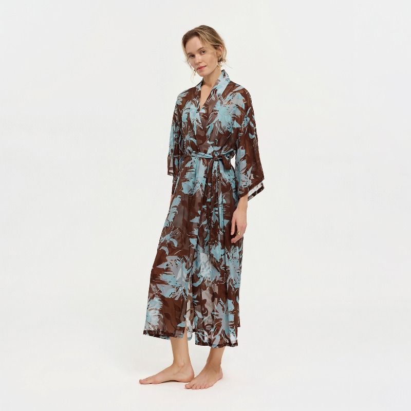 Women Black White Ink Floral S - Kimono Sheer Floral review and price