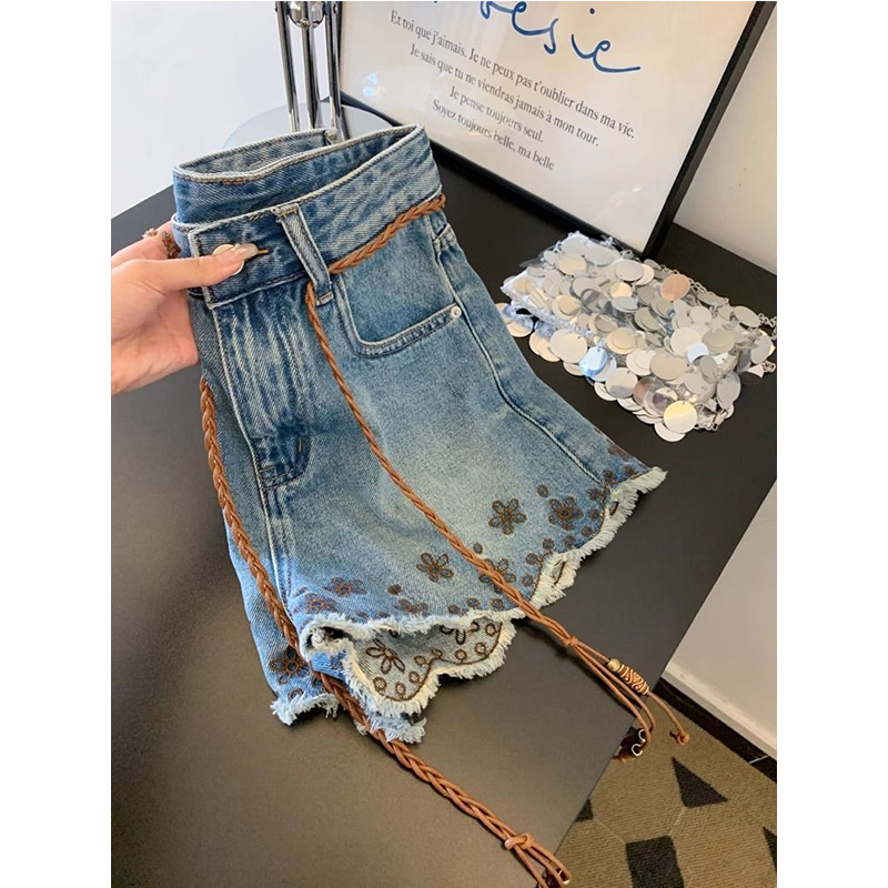 Breathable Vintage Denim Short - Shorts Denim Frayed review and price