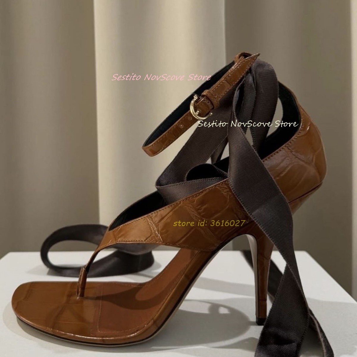 Brown Open Toe Lace Up Sandals - Cover Up Kaftan review and price