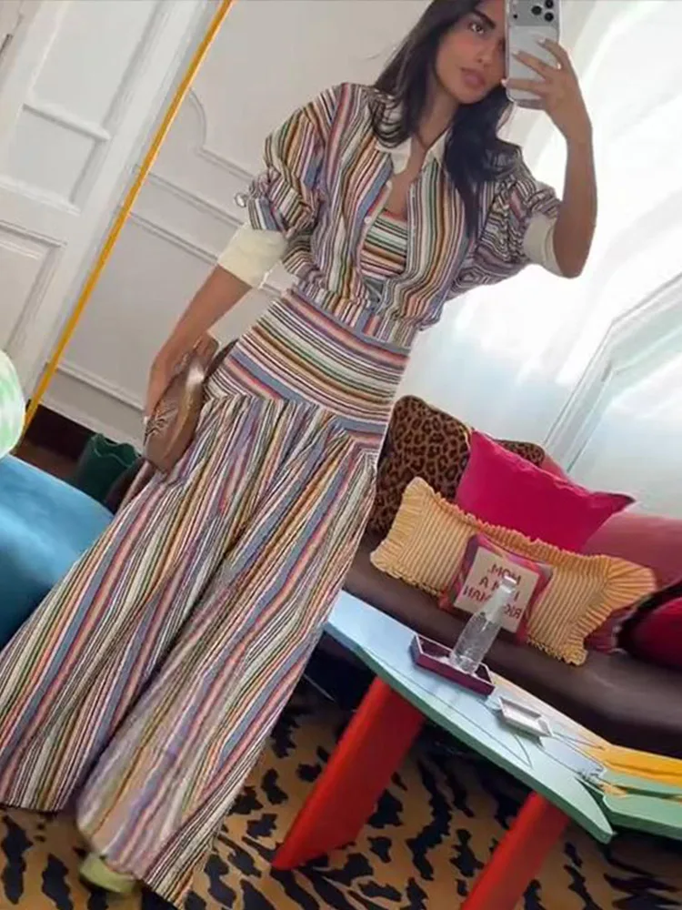 Boho Colorful Stripe Shirt Max - Maxi Dress Halter review and price