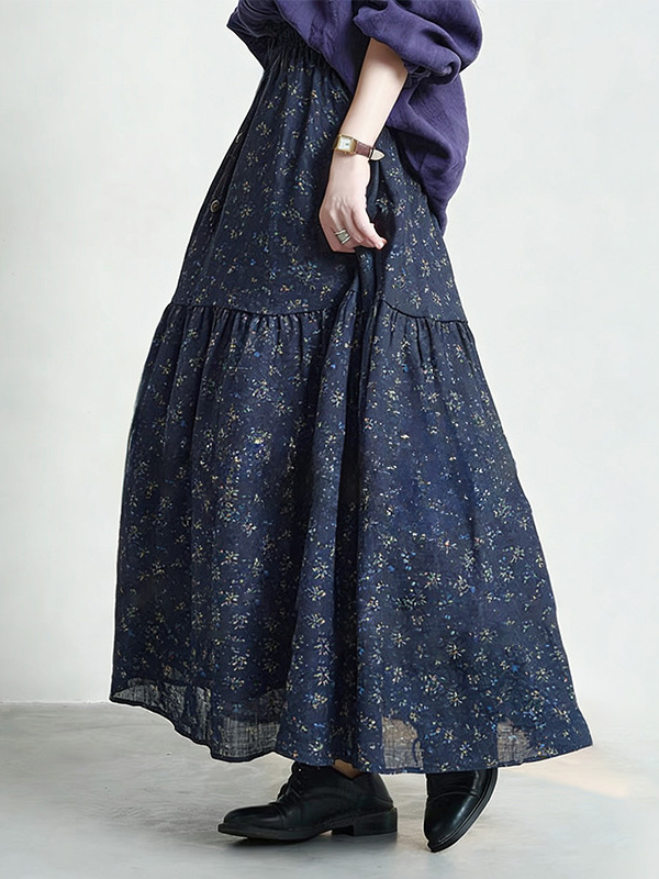 Floral Print High Waist A-Line - Midi Skirt Floral review and price