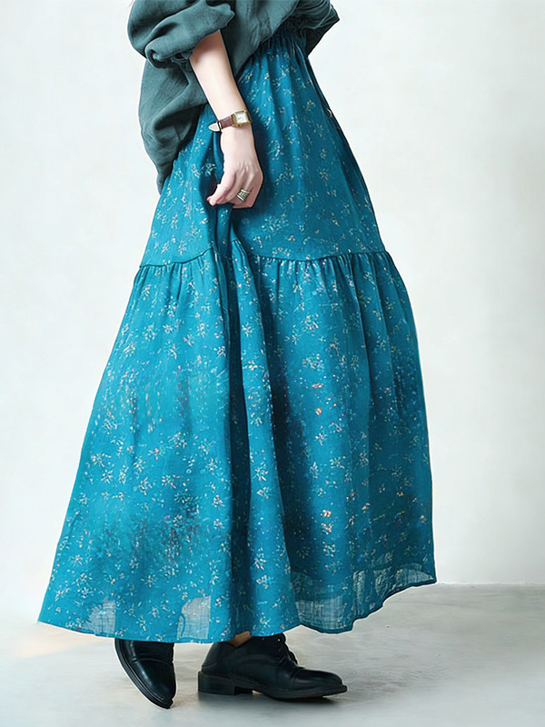 Floral Print High Waist A-Line - Midi Skirt Floral review and price