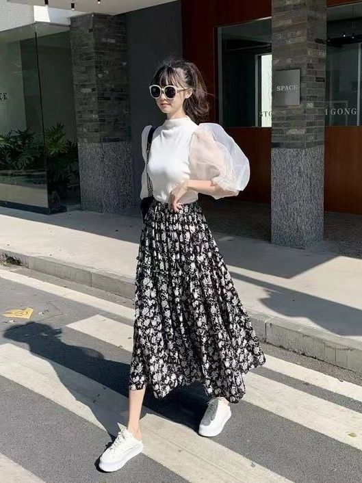Floral Print A-Line Midi Skirt - Midi Skirt Floral review and price