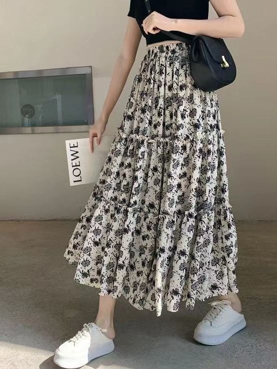 Floral Print A-Line Midi Skirt - Midi Skirt Floral review and price